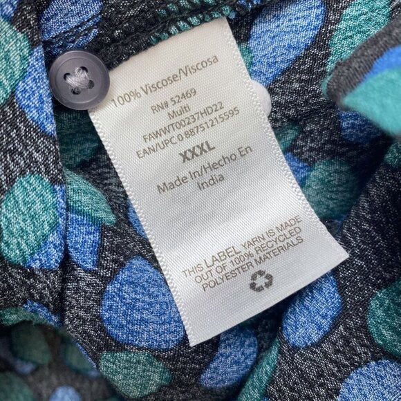 FREE ASSEMBLY Top Size XXXL Green Blue Dot Crossover Boho Long Sleeve Blouse - Picture 10 of 10